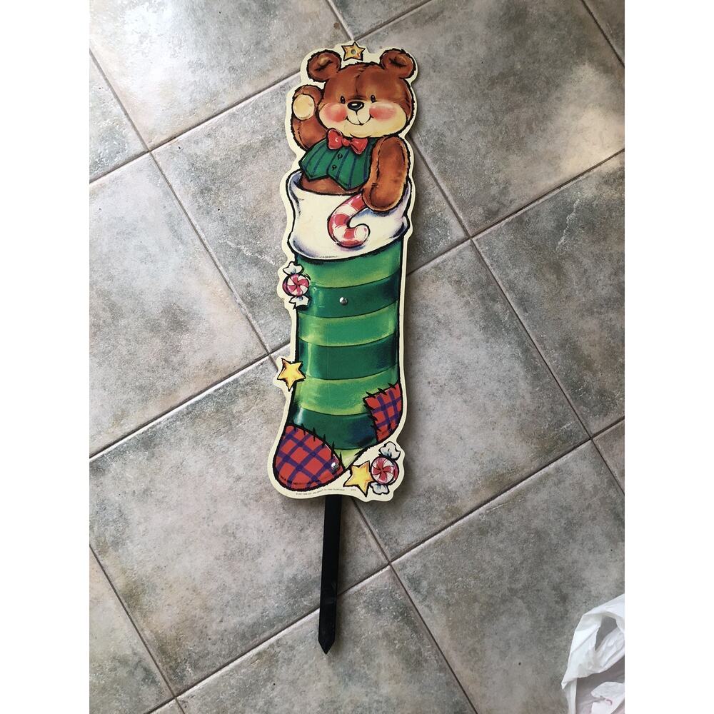 Stocking Full Of Toy Christmas Yard Art Sign Impact Plastics VTG